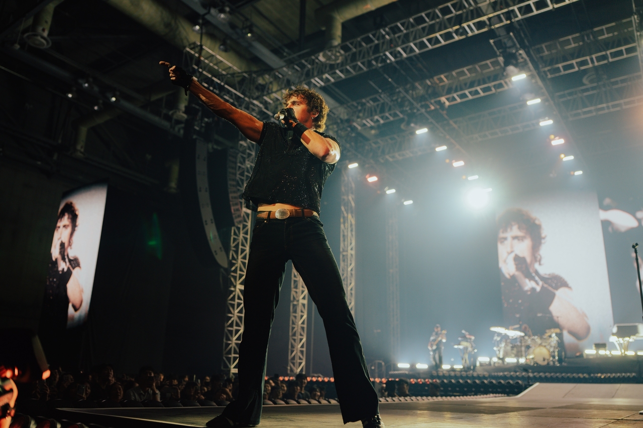 Benson Boone performs during his “Wanted Man” tour at Kintex Exhibition Center 2 in Goyang, Gyeonggi Province, Monday. (Shayden Schoonover)