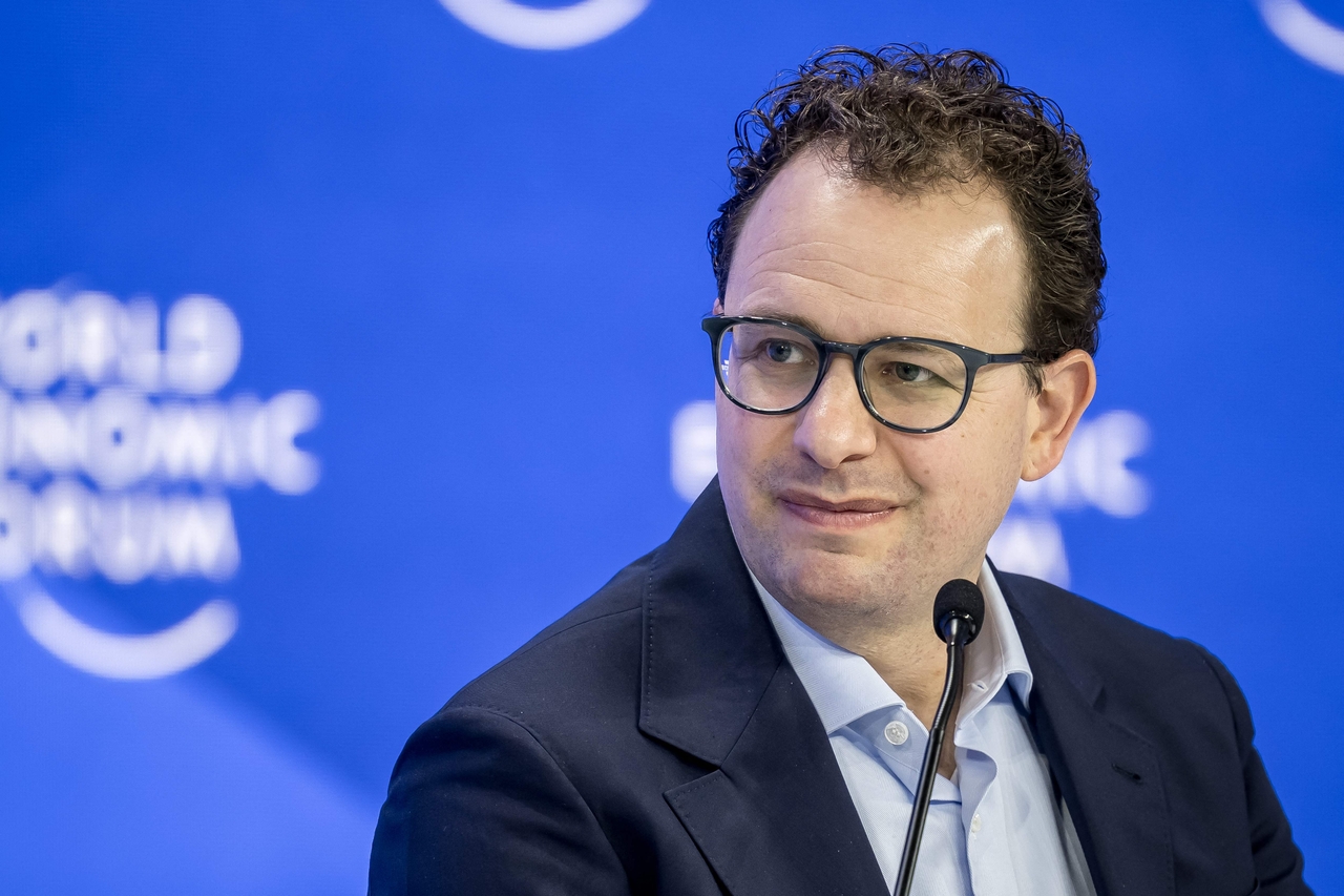 Anthropic CEO Dario Amodei looks on as he takes part in a session on AI during the World Economic Forum annual meeting in Davos on Jan. 23, 2025.   AFP-Yonhap
