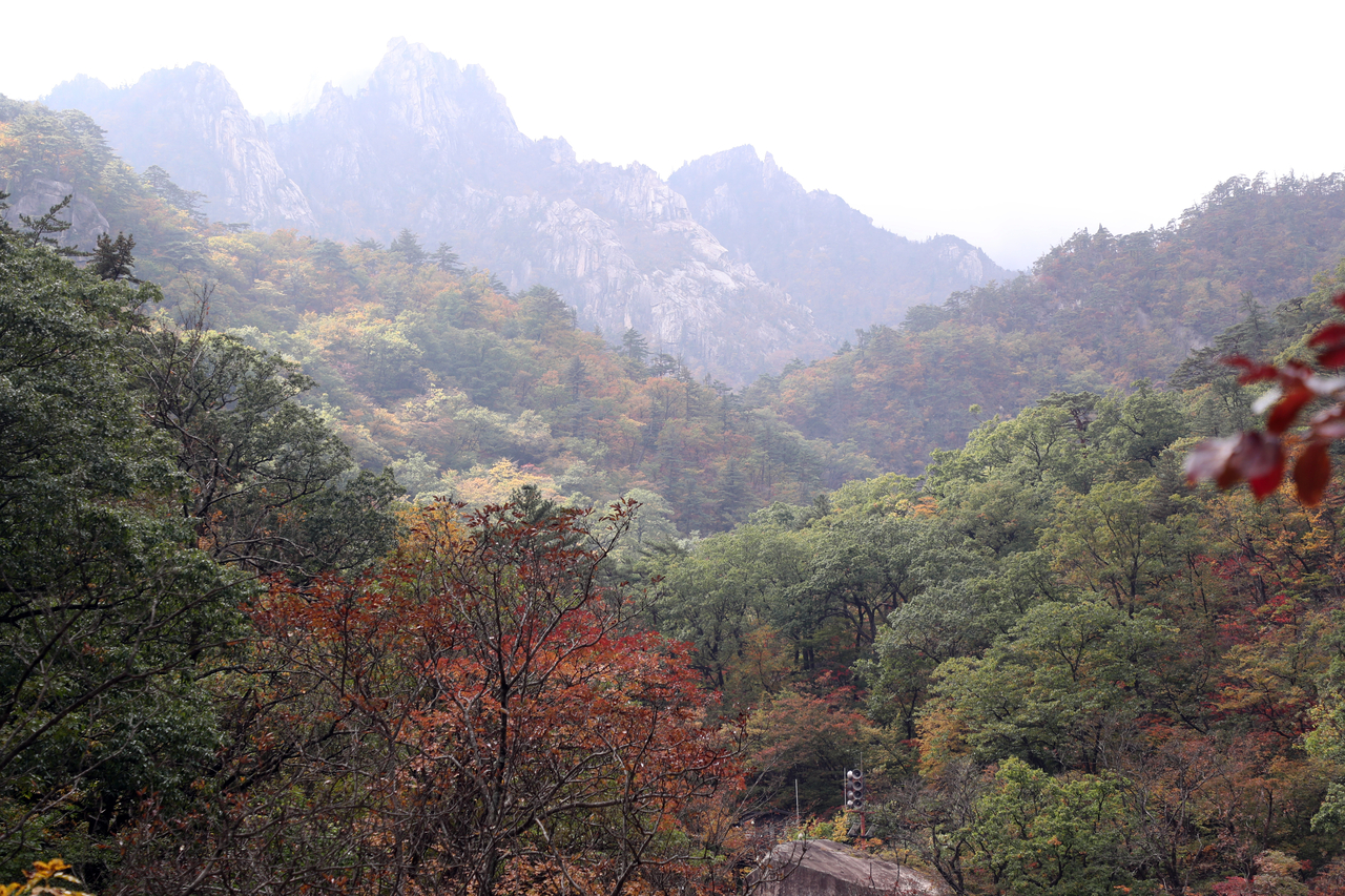 A view of the Seoraksan National Park in Gangwon Province, Sunday (Yonhap)