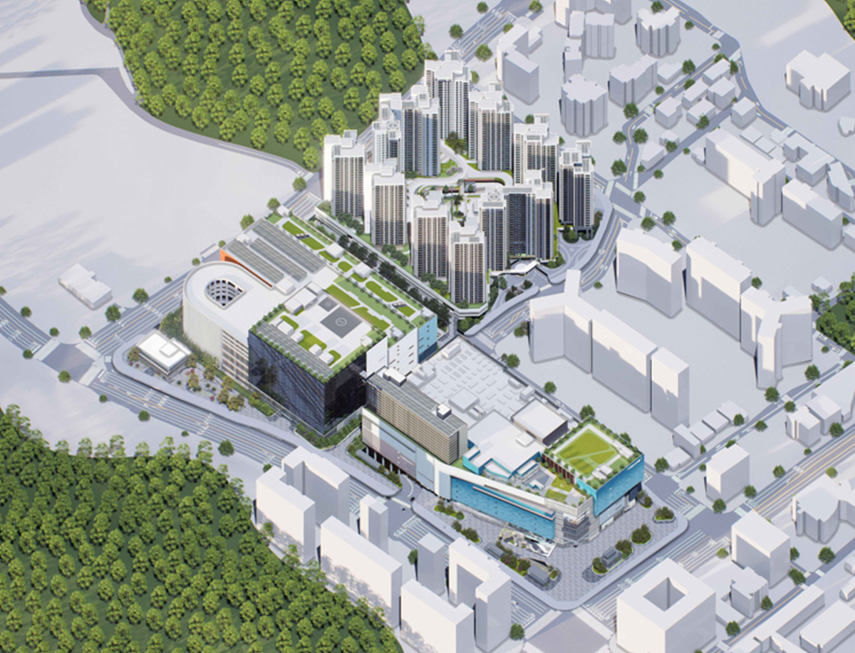 A rendering of the planned Seobu Truck Terminal urban advanced logistics complex development in Sinjeong-dong, Yangcheon-gu, Seoul