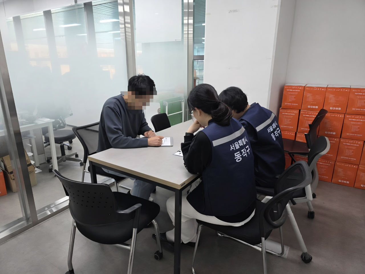 A welfare counseling session