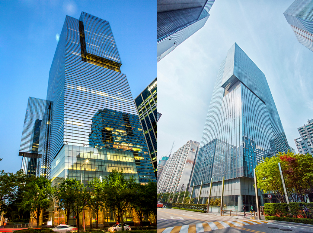 Samsung Life Insurance headquarters (left) and Samsung Fire headquarters (right). [Samsung Life Insurance, Samsung Fire]