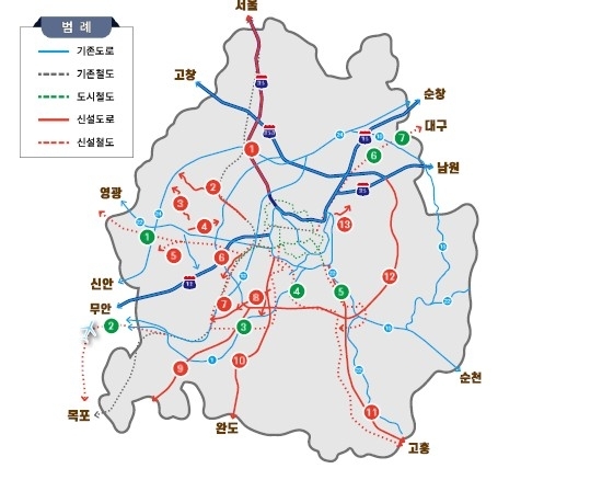 전남광주통합특별시가 호남 반도체 클러스터 조성에 대비해 지역 내 주요 산업거점을 연결하는 광역교통망 확충을 추진하고 있다.