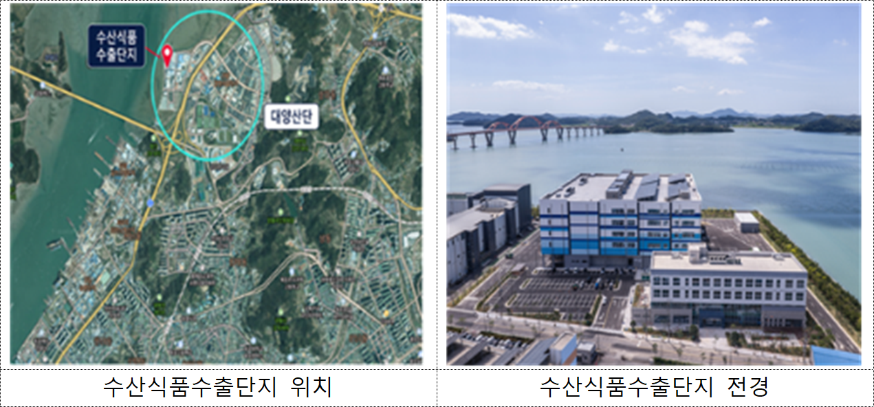 목포수산식품수출단지 위치·전경[해양수산부 제공]