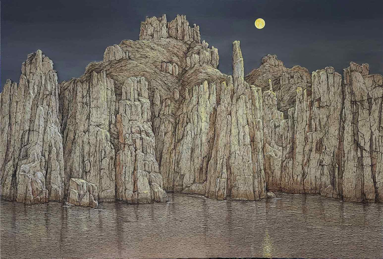 Island, 122x85cm, mixed media on canvas, 2026. (Photo provided by artist Lee Jeong-won)