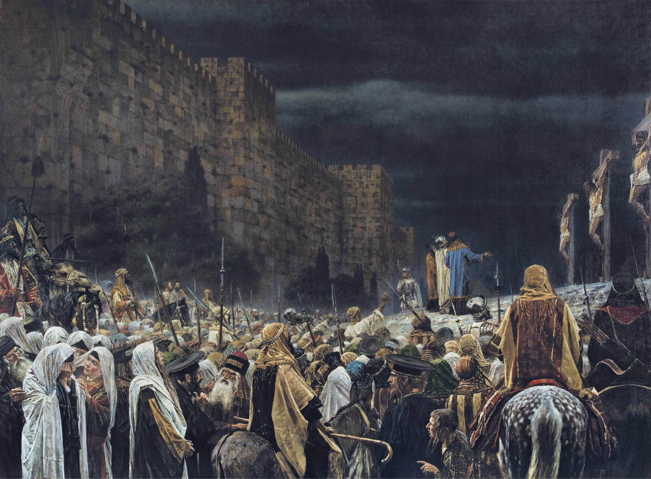 Vasily Vereshchagin, Crucifixion by the Romans, 1887, oil on canvas, 294.6x396.2cm, Brooklyn Museum [Christie's, Public Domain, commons.wikimedia.org]