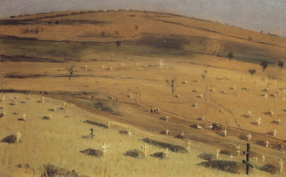 Vasily Vereshchagin, The Scene of the Battle of July 18, 1877, 1877–1880, National Art Museum of Ukraine, Kyiv [art-catalog.ru, Public Domain, commons.wikimedia.org]