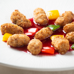Fried lotus roots and nuts in omija sauce