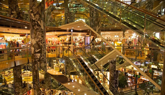 A shopping plaza in Dongdaemu, Seoul.