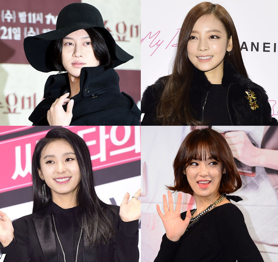 (Clockwise from top left) Idol singers Heechul from Super Junior, Gu Ha-ra from KARA, former After School member Jooyeon and Bora from Sistar will head KBS2 2TV program "A Style for You," set to broadcast in March. (OSEN)