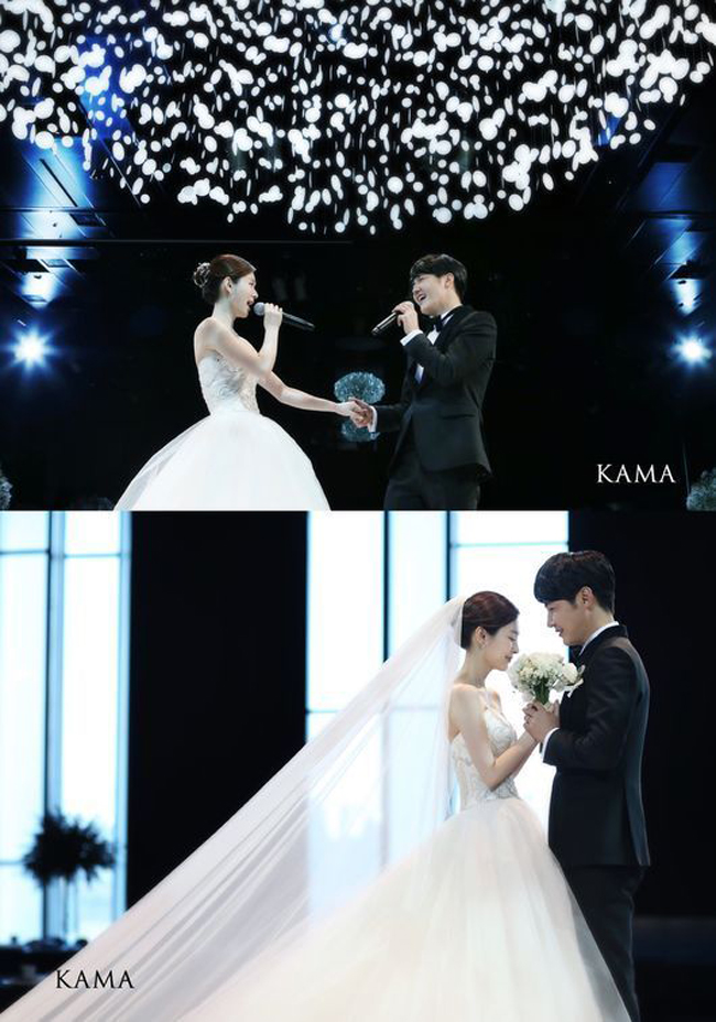 Actor Yoon Sang-hyun tied the knot with singer-songwriter Maybee on Saturday. (OSEN)
