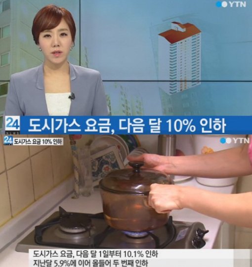[사진=YTN '도시가스 요금 인하' 뉴스화면 캡처]