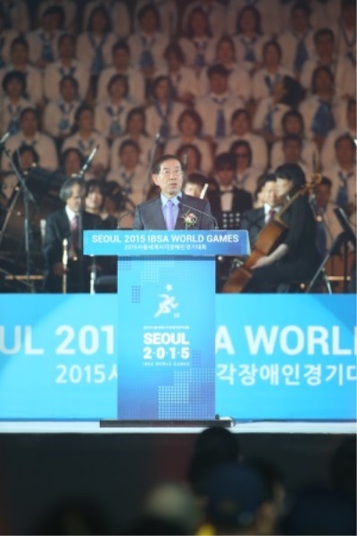 환영사를 건네고 있는 박원순 서울특별시장. 잠실=권력봉 기자