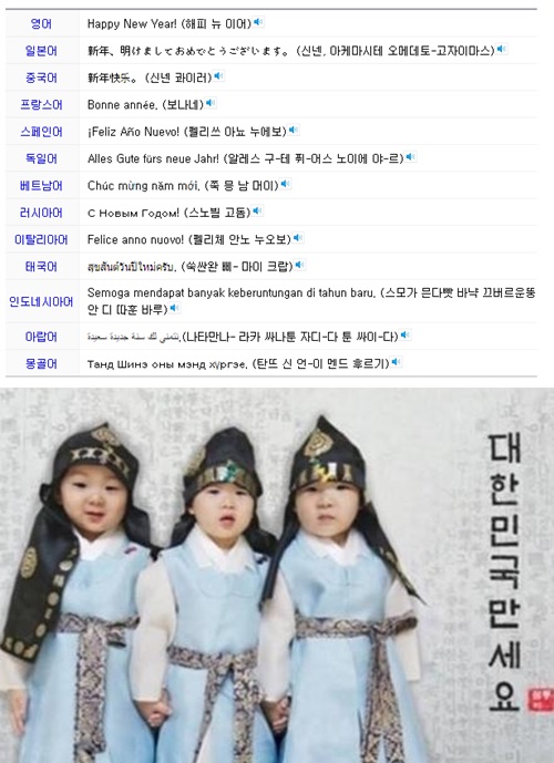 사진: 네이버 나라별 새해인사, 대한민국만세