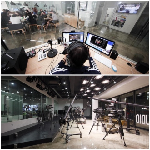 1인미디어방송시설(위),라이브 스튜디어(아래)