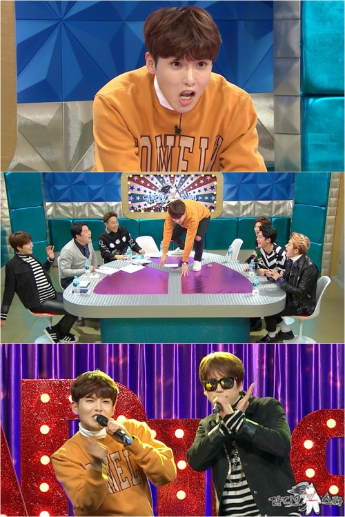 ['라디오스타'에 나와 완벽한 골룸 변신으로 스튜디오를 초토화시킨 슈퍼주니어 려욱. 사진제공 = MBC '라디오스타']