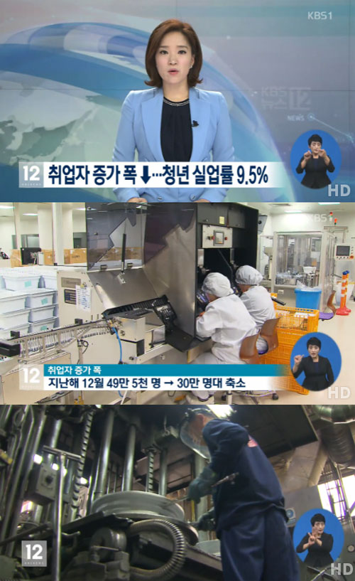 사진 : KBS1 뉴스 / 청년실업률 9.5%