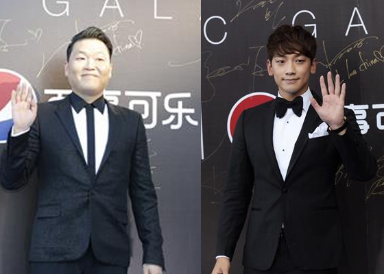 Singer Psy (YG Entertainment) and singer-actor Rain (Rain Company)