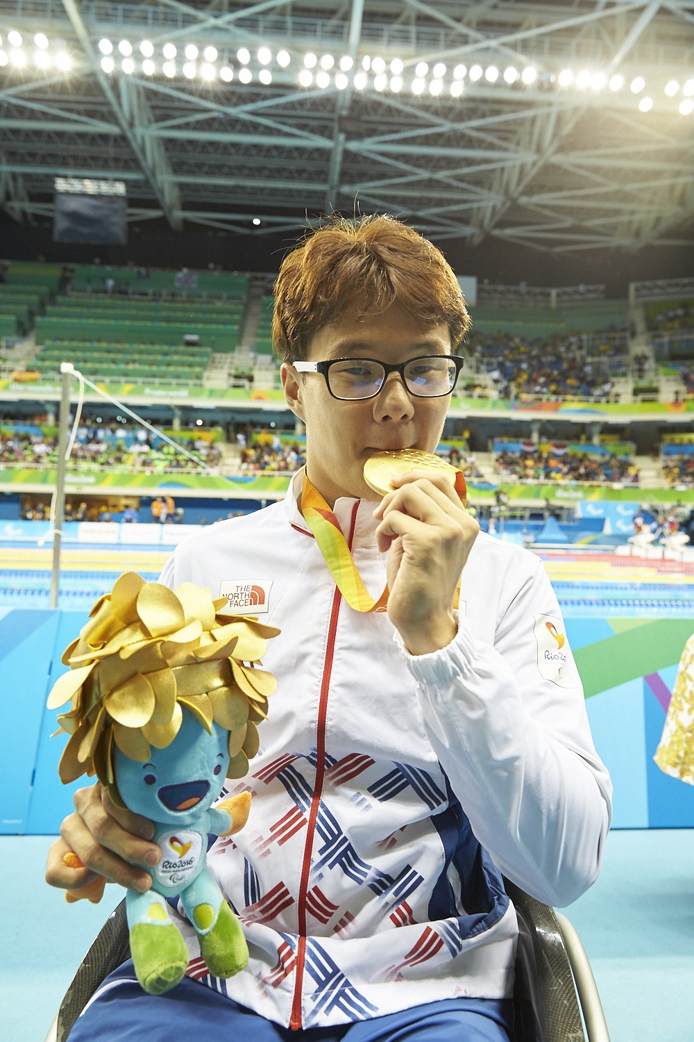 9일(한국시각) 브라질 리우데자네이루 올림픽파크내 수영장에서 조기성이 S4 남자 100m 자유형에서 금메달을 차지했다. [사진=대한장애인체육회]