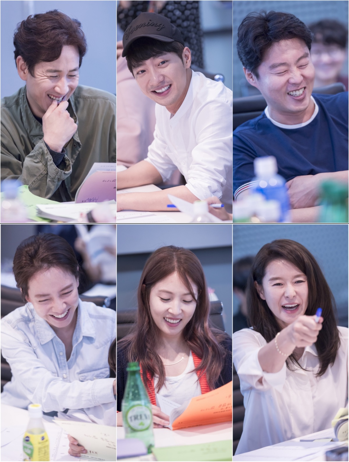 JTBC ‘이번 주 아내가 바람을 핍니다’
웃음 폭탄 빵빵 터진 대본 연습 공개
마침표 없는 웃음 릴레이 코믹바람극
배우들, “웃음 바람에 숨넘어가겠네~ 벌써 재미있다!”
=====================================================================================================
웃음폭탄이 빵빵 터진 ‘이번 주 아내가 바람을 핍니다’의 대본 리딩 현장이 공개됐다.
오는 10월 첫 방송되는 JTBC 금토드라마 ‘이번 주 아내가 바람을 핍니다’(연출 김석윤, 임현욱, 극본 이남규, 김효신, 이예림, 제작 드라마 하우스)는 지난 9일 상암동 JTBC 대회의실에서 첫 대본연습을 진행했다. 이날 현장에는 김석윤 PD와 이남규, 김효진 이예림 작가를 비롯하여 이선균-송지효, 이상엽-권보아, 김희원-예지원 등 배우들이 참석했다.
김석윤 PD는 손짓, 몸짓을 섞어가며 디렉션을 진행했고, 배우들의 연기에 디테일을 불어넣었다. 아내의 바람까지 3일을 남겨놓은 남편 도현우 역할의 이선균은 대한민국 1등 꿀성대의 소유자답게 쩌렁쩌렁 울리는 절규의 목소리로 웃음을 자아냈다. 반면 슈퍼맘 정수연 역할의 송지효는 침착하고 평온한 모습으로 이선균의 애간장을 녹였다.
프로덕션 PD 안준영과 메인 작가 권보영으로 호흡을 맞추게 된 이상엽, 권보아 커플도 재미와 설렘을 불어넣었다. 은근하게 보영의 심기를 건드리는 준영과 그에게 한마디도 지지 않으면서 바른말만 하는 보영의 대사들은 두 사람 사이의 심상치 않은 썸의 기운을 느끼게 했다.
이혼 전문 변호사 최윤기와 발톱을 숨긴 내조의 여왕 은아라 역으로 부부 호흡을 맞추게 된 김희원과 예지원은 극강의 애드리브 대결을 이어갔다. 찰진 대사들 사이 적재적소에 터지는 두 배우의 애드리브는 부부 사이 보이지 않는 긴장감 속에서 극적 웃음을 배가 시켰다.
이날 배우들은 모두 “대본 연습하러 왔다가 배꼽을 도난당한 것 같다”라고 입을 모았다. 이선균-송지효는 “역대급으로 웃긴 드라마가 될 것 같다”며 “12부 대본까지 모두 나와 있어 퀄리티도 자연스레 높아질 것 같다”라고 자신감을 드러냈다. 이상엽-권보아는 “캐릭터들이 살아 움직이더라. 너무 재밌는 시간이었다. 빨리 촬영하고 싶다”라고 의지를 불태웠고, 김희원-예지원은 “너무 현실적이어서 놀랐다. 코미디인 줄로만 알았는데 가슴이 뭉클해지는 감동도 있다”라고 말해 기대감을 키웠다.
한편 ‘아내가 바람을 핍니다’는 슈퍼맘 아내의 불륜을 안 애처가 남편과 익명 댓글러들의 부부갱생프로젝트를 다룰 유쾌한 코믹바람극. 이선균-송지효, 이상엽-권보아, 김희원-예지원이 각기 다른 사연을 가진 세 커플로 분해 극의 재미를 배가 시길 예정이다. 부부 사이의 현실적인 문제들을 경쾌하고 코믹 그리며 안방극장에 특급 바람을 불어넣을 예정이다.
JTBC, 드라마하우스 제공