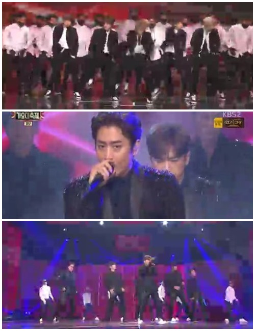 ‘2016 KBS 가요대축제’에서 방탄소년단, B.A.P, 세븐틴이 1세대 아이돌의 무대를 재현했다. 사진=가요대축제 캡처