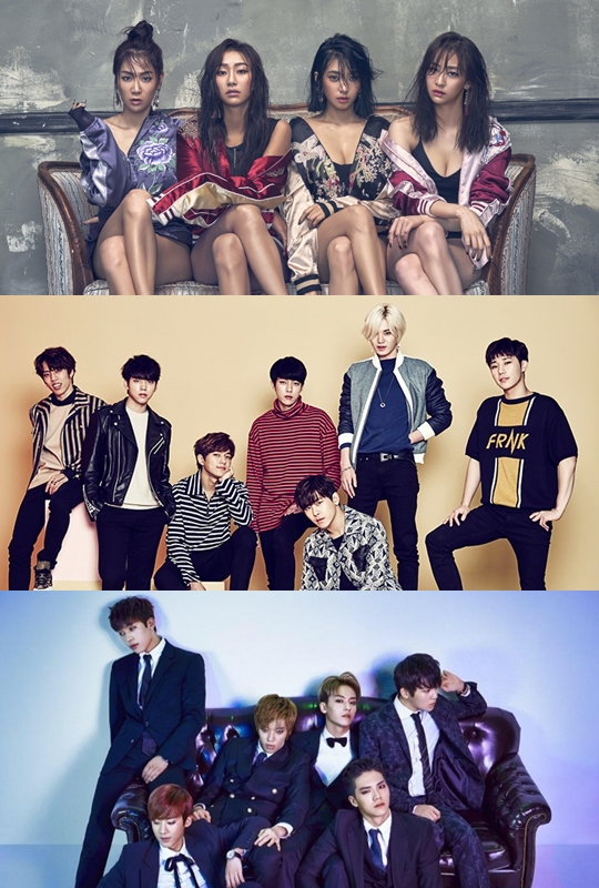씨스타(스타쉽엔터테인먼트) ·인피니트(울림엔터테인먼트) ·틴탑(티오피미디어)