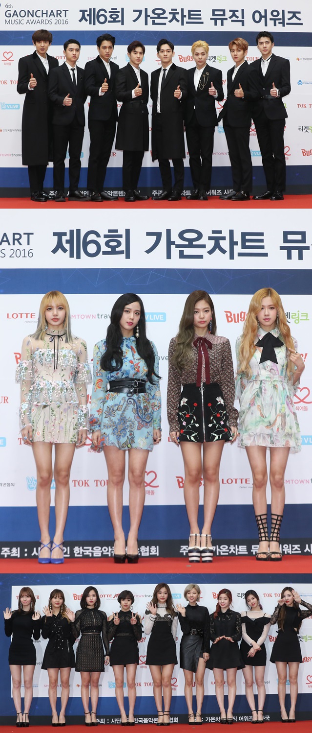 EXO, BlackPink and Twice (Yonhap)