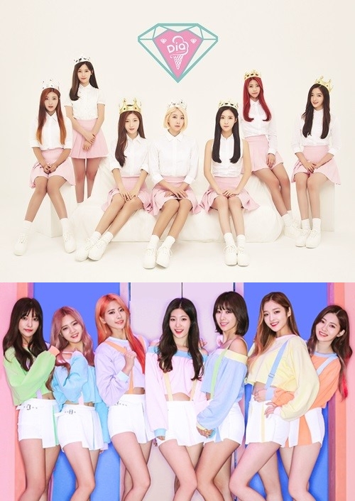 다이아 2015년 데뷔곡 '왠지' 커버(위쪽)와 2016년 활동곡 '미스터 포터'