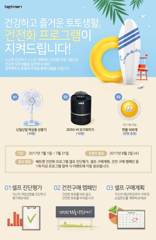 베트맨, 7월 건전화 이벤트 페이지.