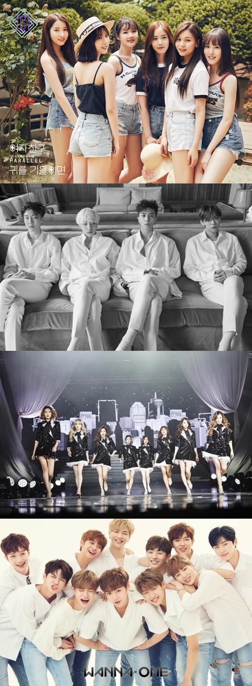 여자친구, 위너, 소녀시대, 워너원/사진=쏘스뮤직, YG, SM, YMC