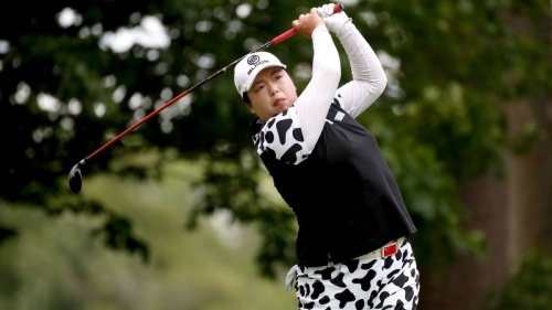 얼룩소 패션이 인상적인 펑샨샨.[사진=LPGA]