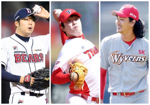 KBO의 좌완 트로이카 장원준, 양현종, 김광현. [사진=KBO]