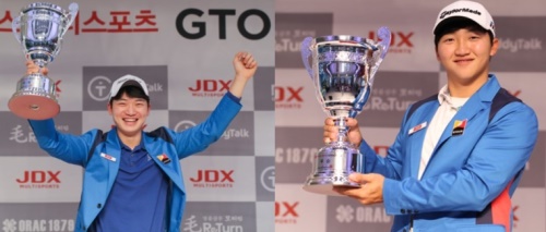 올해 지투어 1~2차 챔피언 최민욱(왼쪽), 김홍택. [사진=골프존]