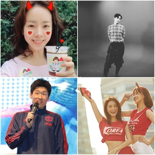 (왼쪽 위부터)한지민, 윤두준, 송다은 김해인, 박지성/한지민 인스타, 윤두준 인스타. 지오아미코리아, 헤럴드팝DB