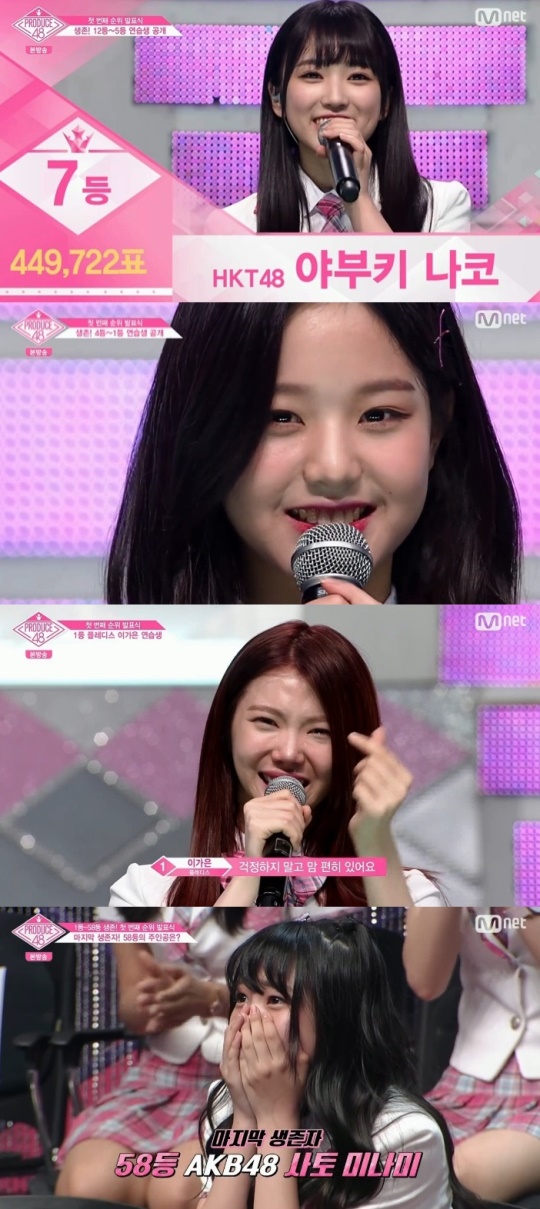 Mnet '프로듀스48' 캡처