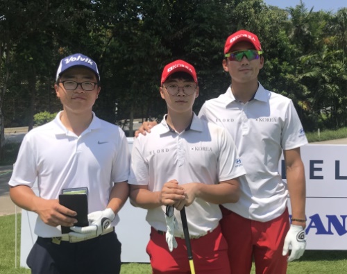 아시아아마추어챔피언십 연습라운드 중인 이장현(왼쪽부터), 김동민, 오승택.