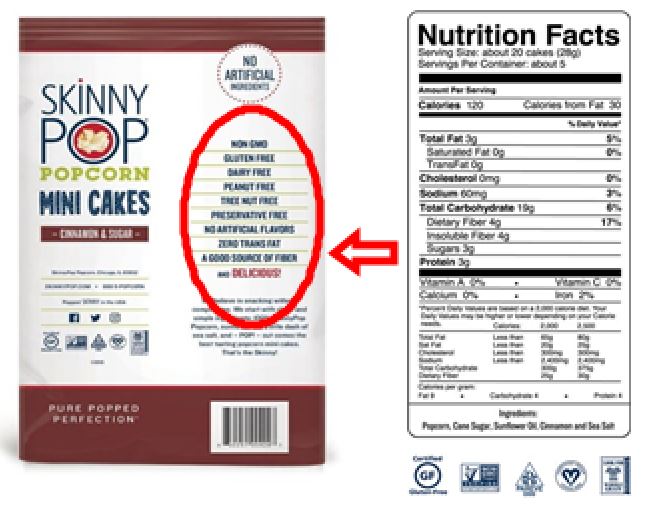 기존의 Nutrition Facts 대신 소비자들이 읽기 쉽도록 클린 라벨 (Clean Label)의 형식으로 기입된 사례