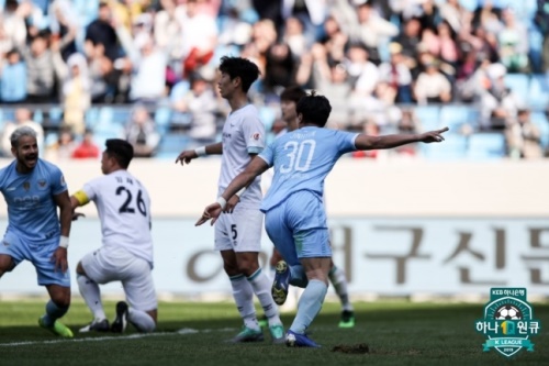하나원큐 K리그1 2019 6라운드 홈경기를 치른 대구FC는 김진혁의 동점골로 무승부를 기록했다. [사진=프로축구연맹]