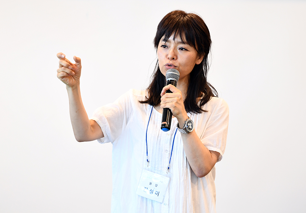 (사진=이현지 기자) 이번 쿠킹 클래스를 기획한 유기농 문화센터 강성미 원장. 그는 유기농 선호를 '땅과 자연을 살리는 비폭력 행동'이라고 말했다.