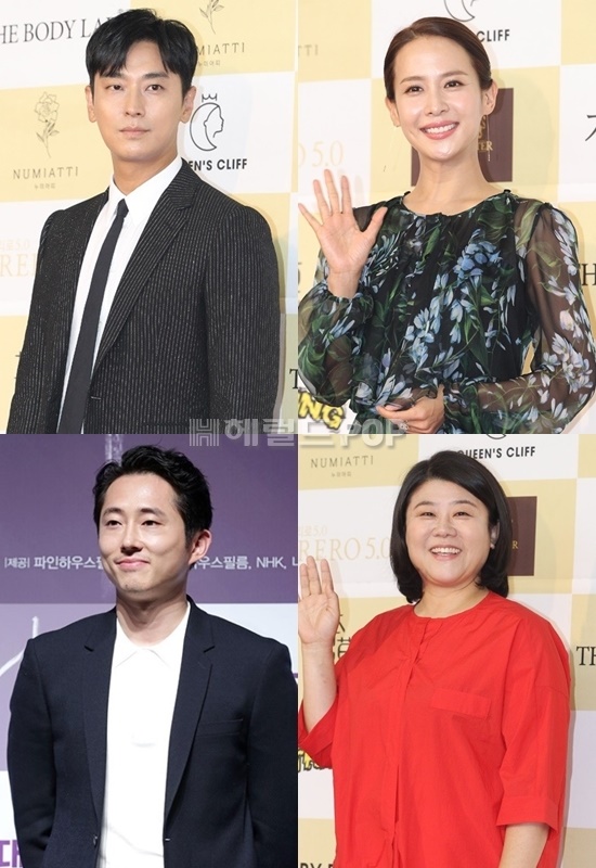 배우 주지훈, 조여정, 스티븐 연, 이정은/사진=민선유, 황지은 기자