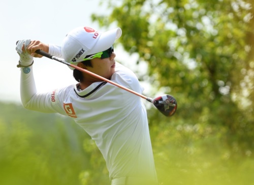 김효주가 에비앙 챔피언십 3라운드에서 6언더파를 쳐서 한 타차 선두로 올라섰다.[사진=LPGA]