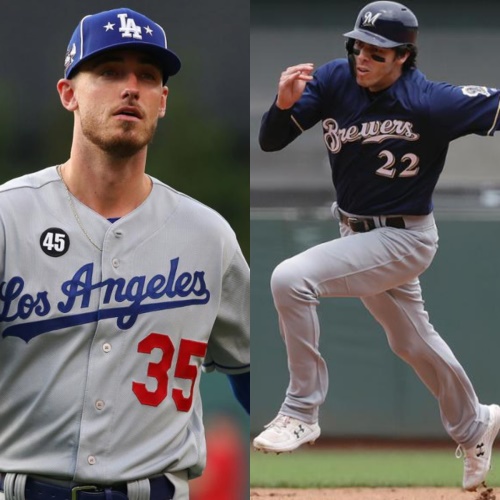 내셔널리그 홈런 경쟁을 펼치고 있는 '좌타 거포' 벨린저(왼쪽)와 옐리치. [사진=MLB]