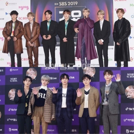 (위)방탄소년단, (아래) 뉴이스트/사진=헤럴드POP DB