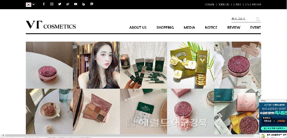브이티 코스메틱 메인 홈페이지 캡쳐