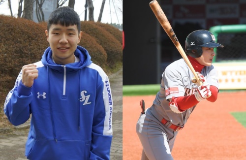 김지찬(왼)과 최지훈의 모습이다. [사진=KBO]