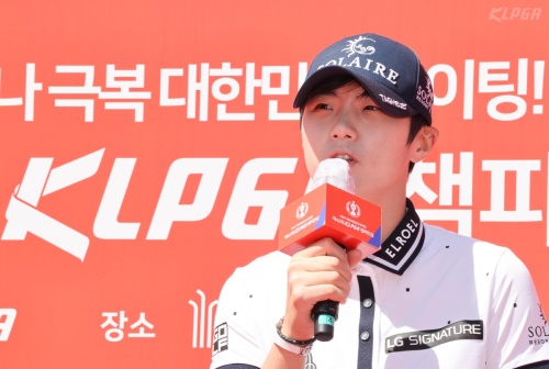 박성현이 경기에 임하는 각오를 밝히고 있다. [사진=KLPGA]