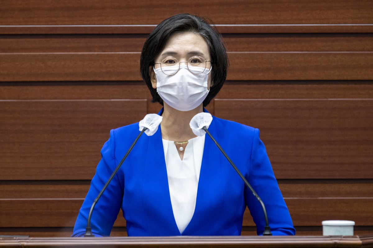 임미애 경북도의원 5분 자유발언 모습.[경북도의회 제공]