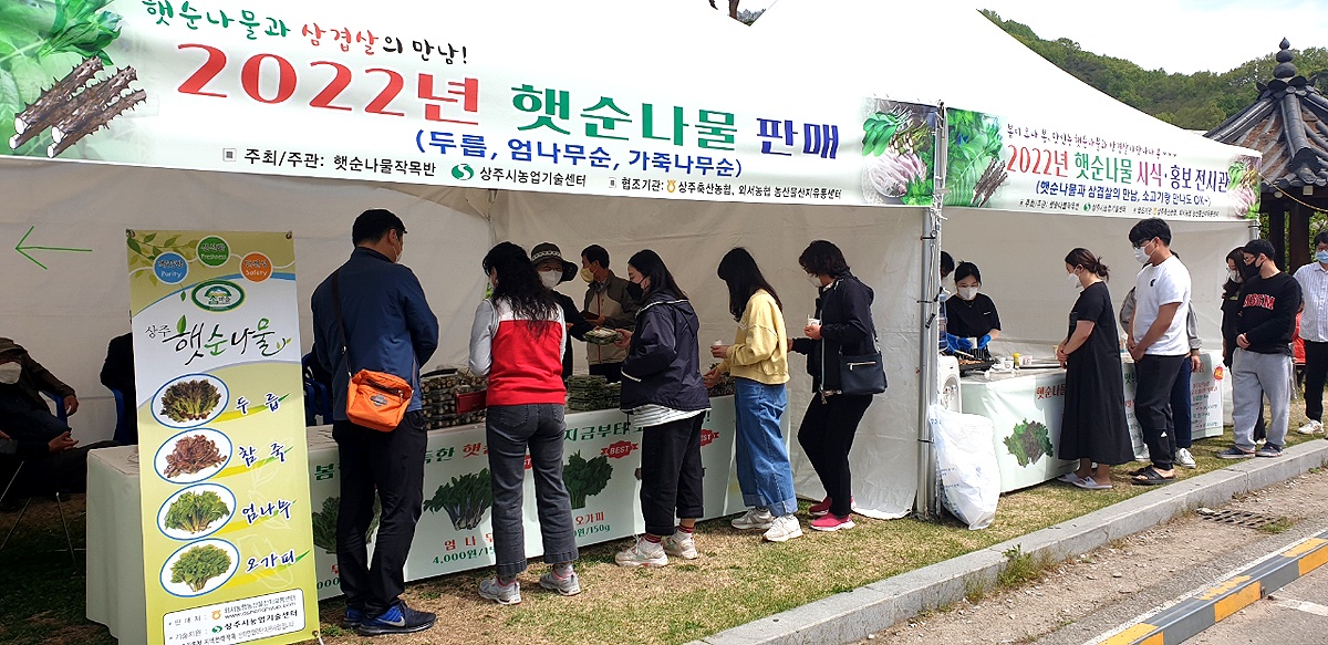 상주시가 햇순나물 판매 홍보 행사 를 개최하고 있다(상주시 제공)