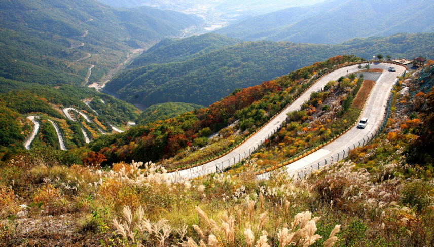 영천 보현산천문대 가는길 전경.[영천시 제공]