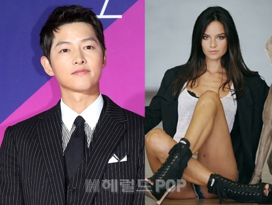 송중기, 케이티 루이즈 사운더스/사진=민선유 기자, 케이티 루이즈 사운더스 SNS